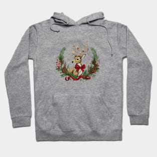 Christmas Reindeer embroidery style 06 Hoodie